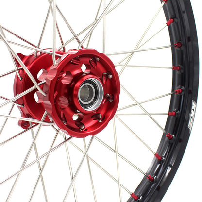 KKE 21 & 19 Wheels for Suzuki RMZ250 2007-2024 RMZ450 2005-2024 Red Nipples - Howling Moto