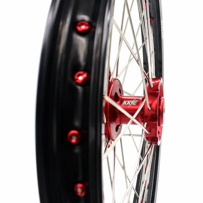KKE 21 & 19 Wheels for Suzuki RMZ250 2007-2024 RMZ450 2005-2024 Red Nipples - Howling Moto