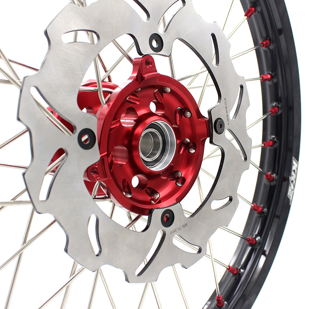 KKE 21 & 19 Wheels for Suzuki RMZ250 2007-2024 RMZ450 2005-2024 Red Nipples - Howling Moto