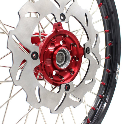 KKE 21 & 19 Wheels for Suzuki RMZ250 2007-2024 RMZ450 2005-2024 Red Nipples - Howling Moto