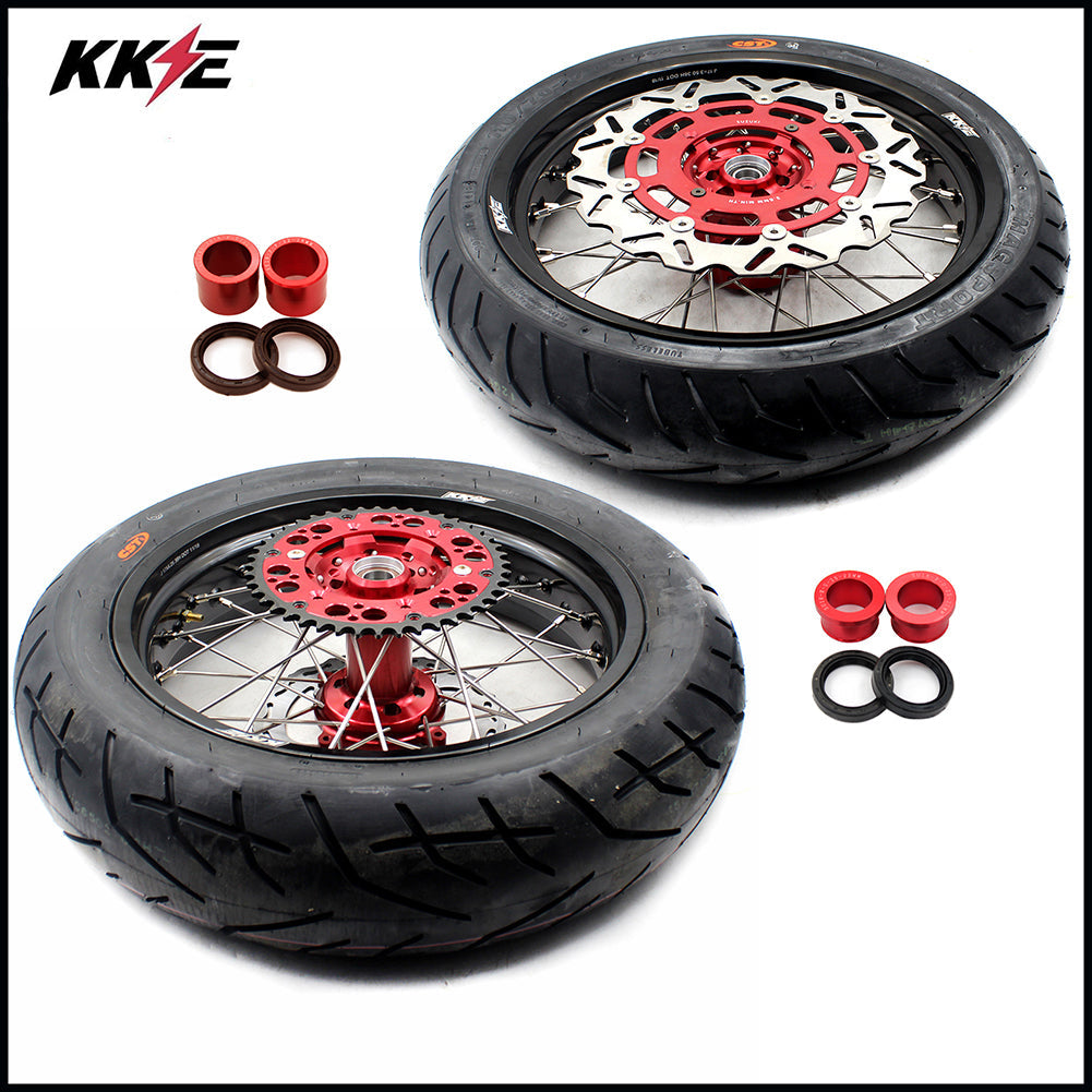 KKE 17 Inch Supermoto Wheels Tires for SUZUKI RMZ250 2007-2024 RMZ450 2005-2024 - Howling Moto