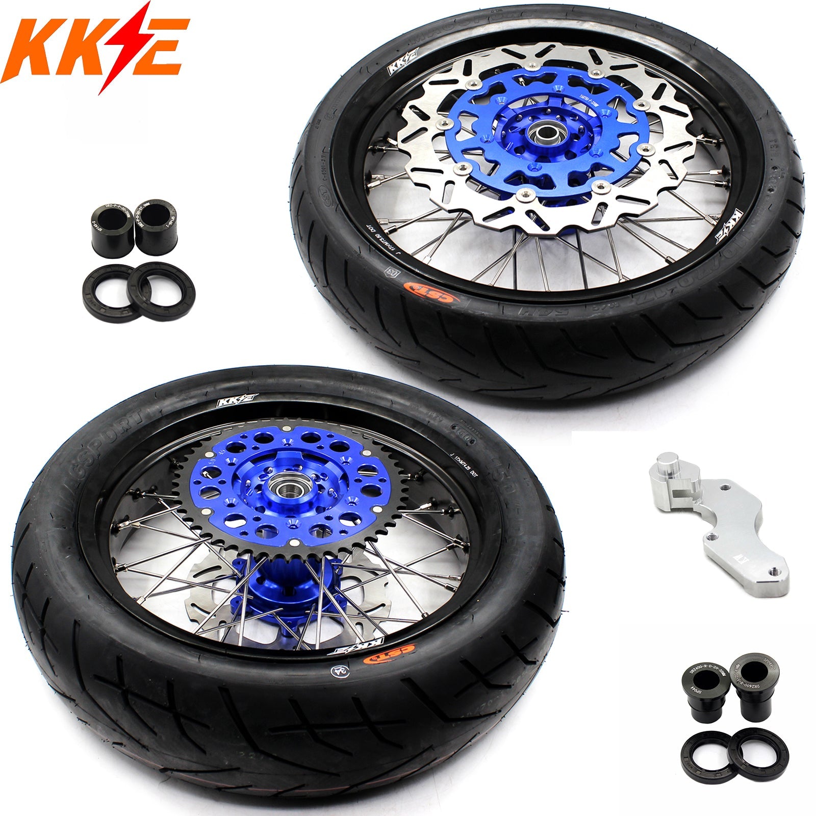 KKE 3.5/4.25*17inch Supermoto Spoked Wheels CST Tires For SUZUKI DRZ400 DRZ400E DRZ400S - Howling Moto