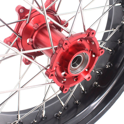 KKE 3.5 & 4.25 Supermoto Motard Wheels Rims for BETA RR 2013-2022 Red Hubs - Howling Moto