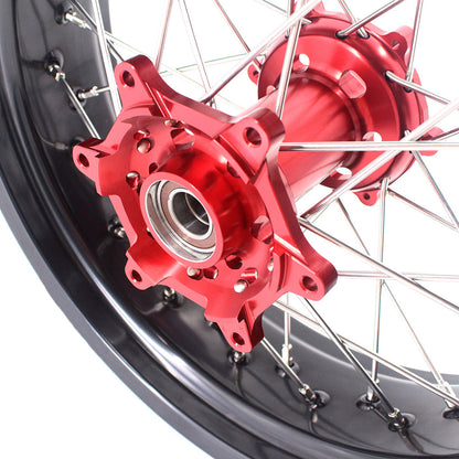 KKE 3.5 & 4.25 Supermoto Motard Wheels Rims for BETA RR 2013-2022 Red Hubs - Howling Moto