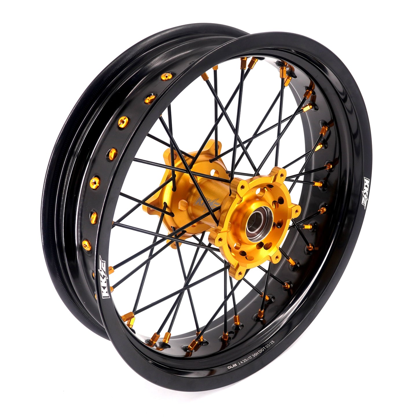 KKE 3.5/4.25 Supermoto Race Wheels For Suzuki RM125 1996-2007 RM250 1996-2008 Gold Nipples - Howling Moto