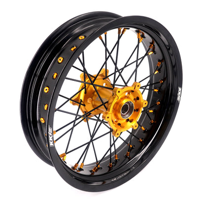KKE 3.5/4.25 Supermoto Race Wheels For Suzuki RM125 1996-2007 RM250 1996-2008 Gold Nipples - Howling Moto