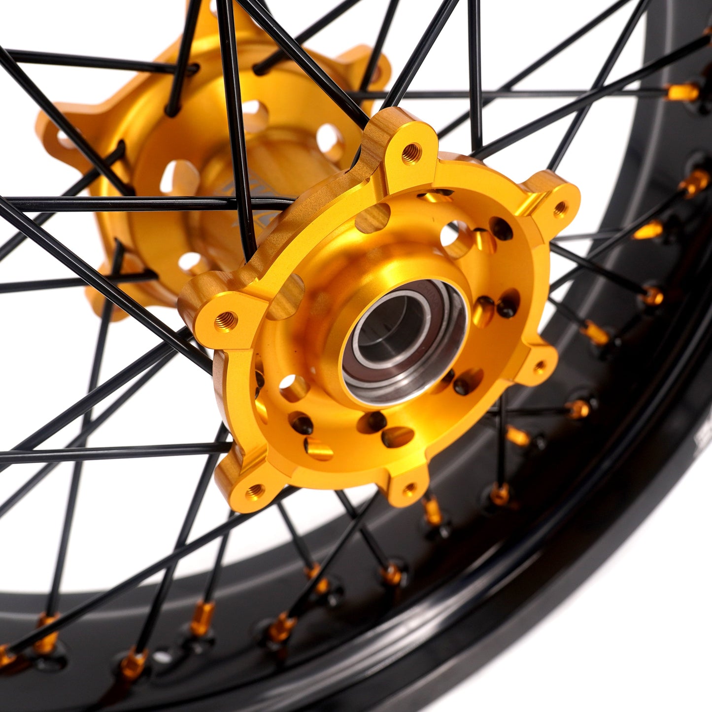 KKE 3.5/4.25 Supermoto Race Wheels For Suzuki RM125 1996-2007 RM250 1996-2008 Gold Nipples - Howling Moto