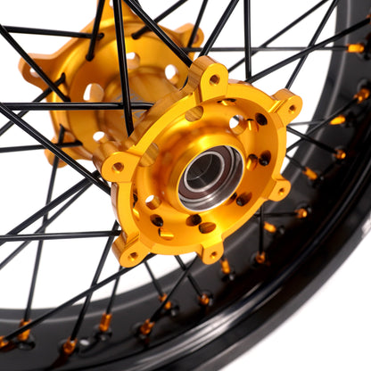 KKE 3.5/4.25 Supermoto Race Wheels For Suzuki RM125 1996-2007 RM250 1996-2008 Gold Nipples - Howling Moto