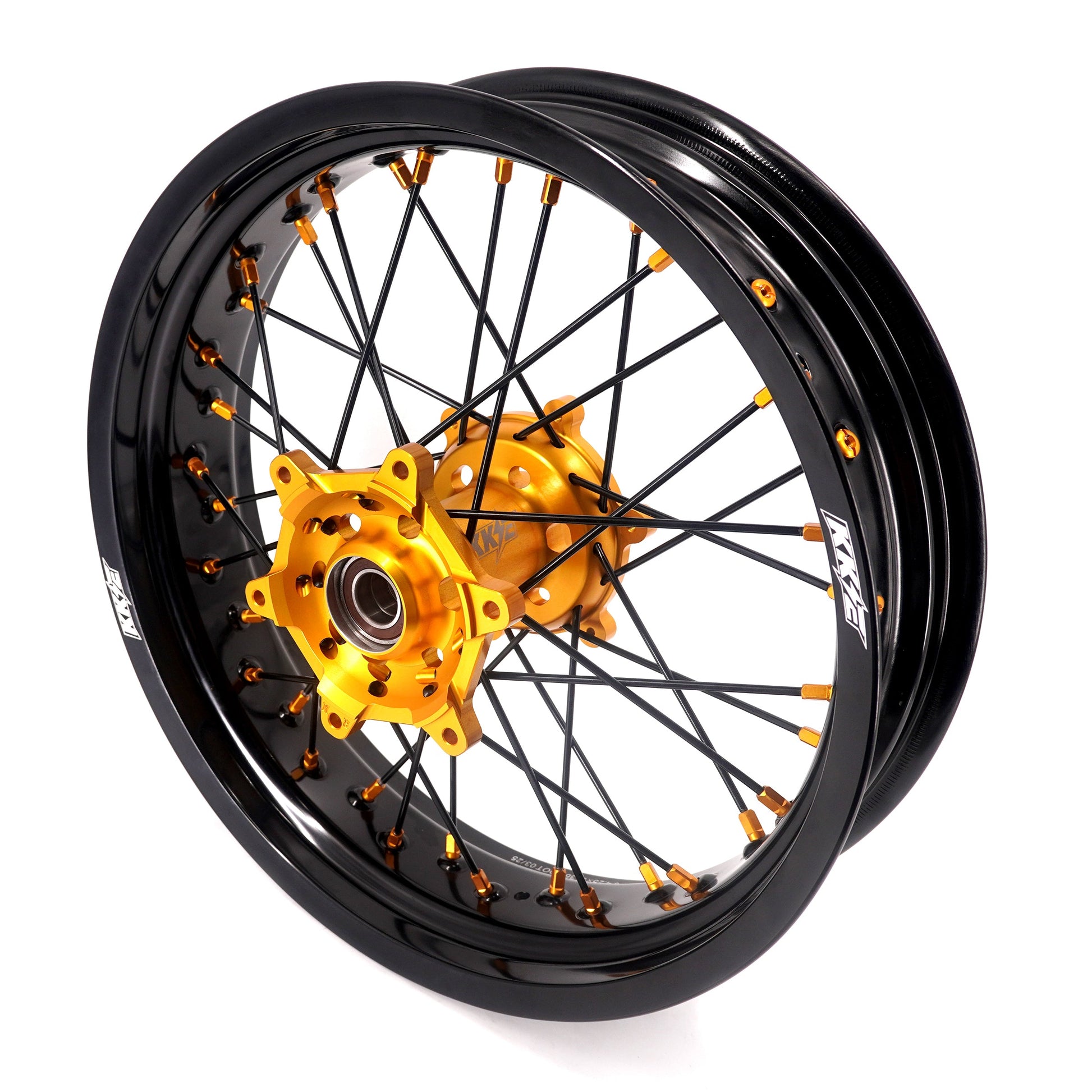 KKE 3.5/4.25 Supermoto Race Wheels For Suzuki RM125 1996-2007 RM250 1996-2008 Gold Nipples - Howling Moto