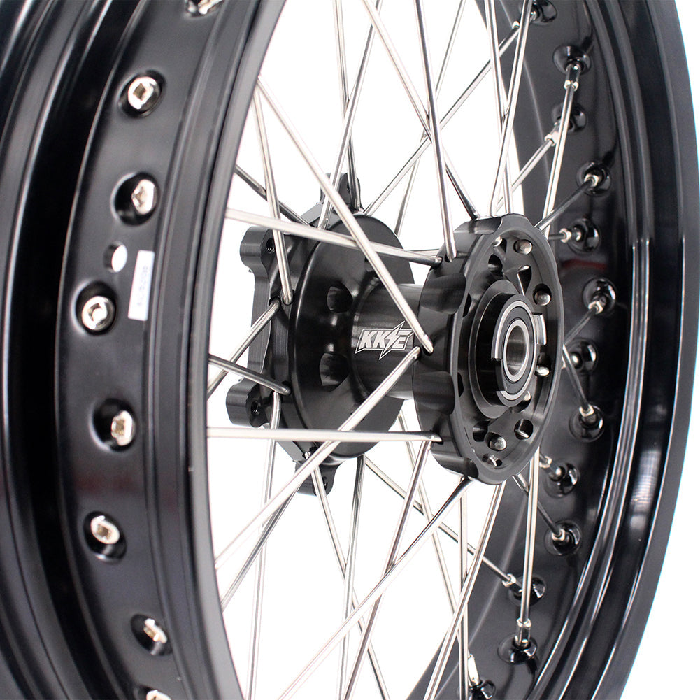 KKE 3.5 & 5.0 17 Inch Wheels for Yamaha WR250F 2001 WR450F 2003-2018 Black - Howling Moto
