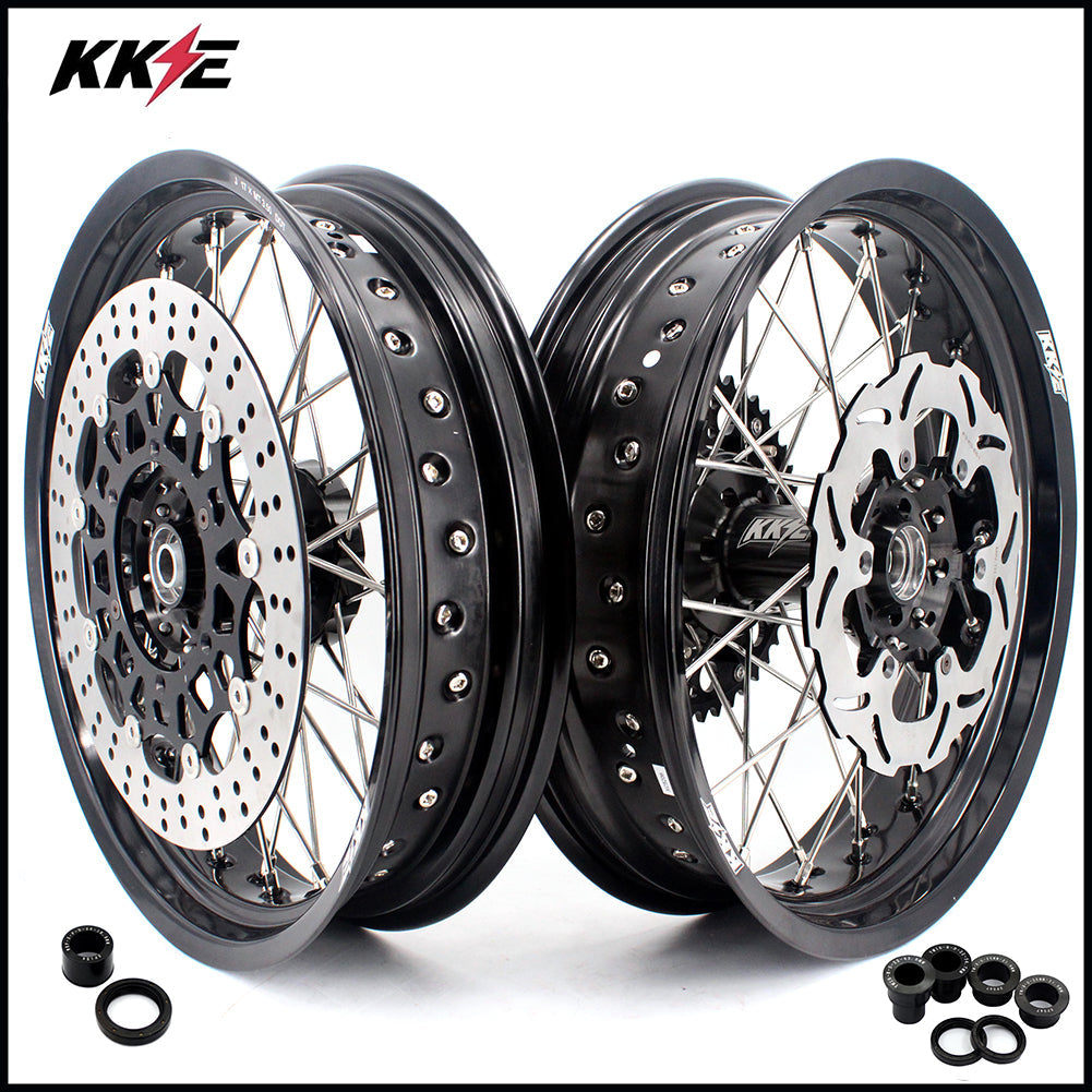 KKE 3.5 & 5.0 17 Inch Wheels for Yamaha WR250F 2001 WR450F 2003-2018 Black - Howling Moto