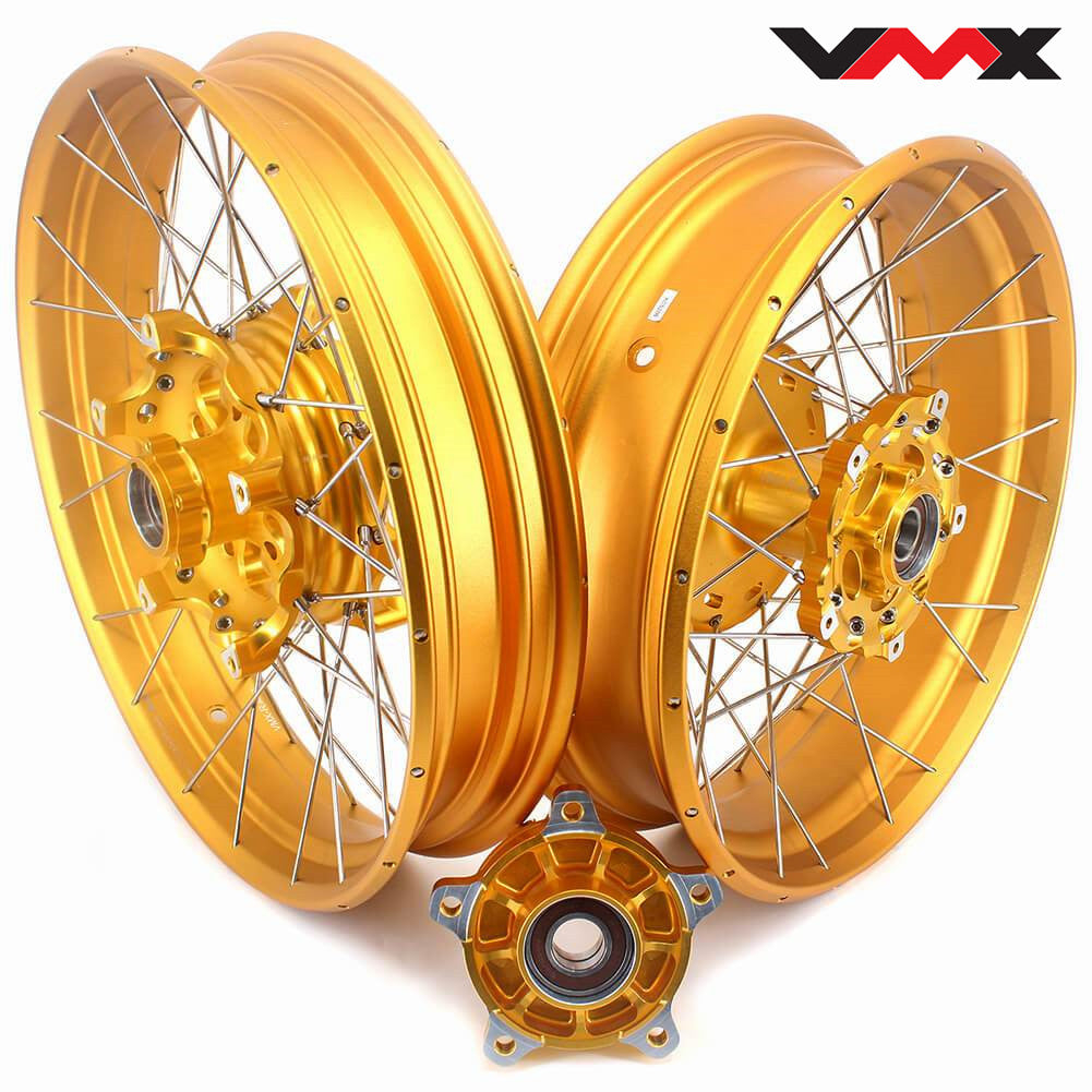 VMX 19 17 Inch CUSH Drive For BMW F750GS 2019-2024 Tubeless Alloy Spoke Wheels Gold Hub - Howling Moto