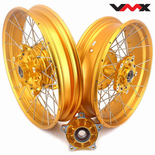 VMX 19 17 Inch CUSH Drive For BMW F750GS 2019-2024 Tubeless Alloy Spoke Wheels Gold Hub - Howling Moto