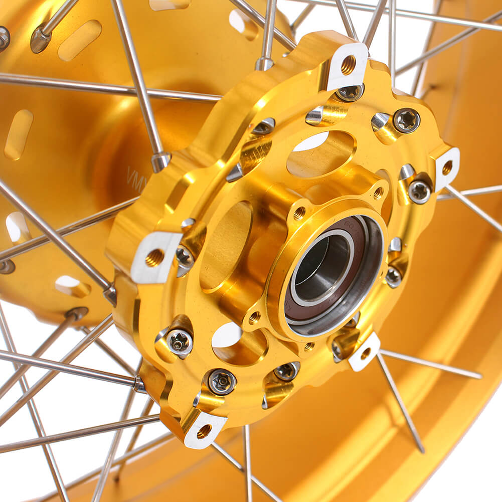 VMX 19 17 Inch CUSH Drive For BMW F750GS 2019-2024 Tubeless Alloy Spoke Wheels Gold Hub - Howling Moto