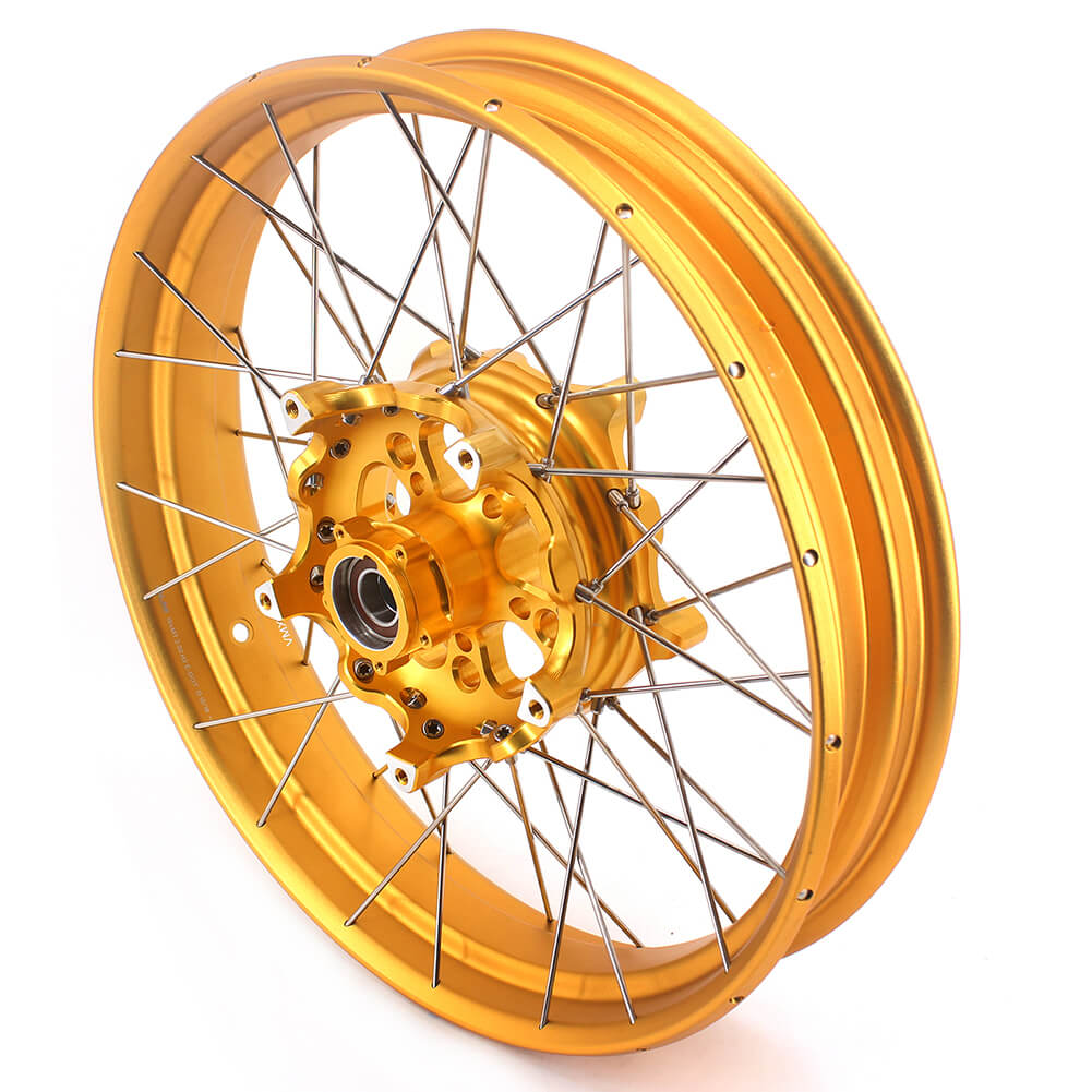 VMX 19 17 Inch CUSH Drive For BMW F750GS 2019-2024 Tubeless Alloy Spoke Wheels Gold Hub - Howling Moto