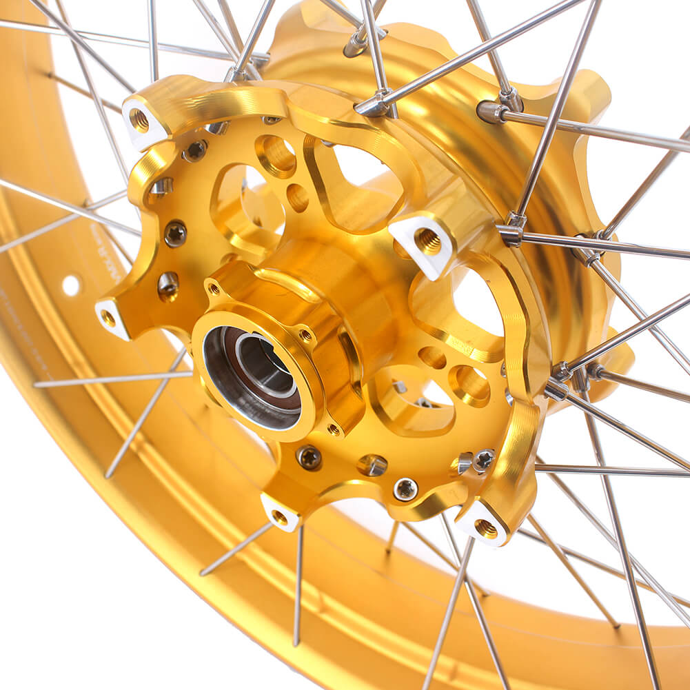 VMX 19 17 Inch CUSH Drive For BMW F750GS 2019-2024 Tubeless Alloy Spoke Wheels Gold Hub - Howling Moto