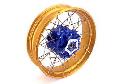 VMX 19inch 17inch CUSH Drive Spoked Tubeless Wheels Set For BMW G310GS 2016-2024 Blue Hub & Gold Rim - Howling Moto