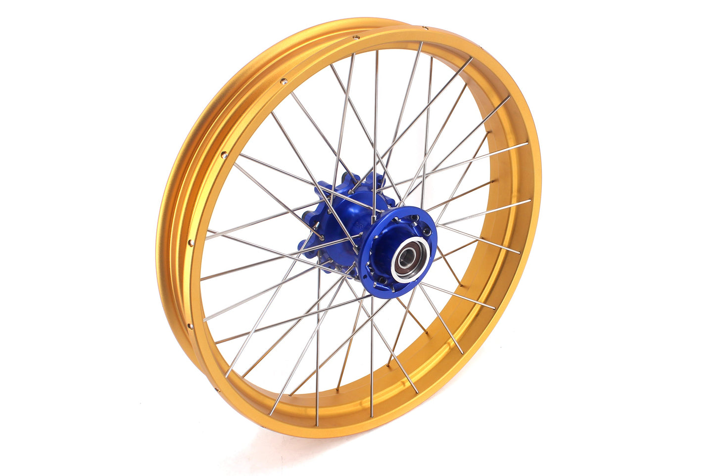 VMX 19inch 17inch CUSH Drive Spoked Tubeless Wheels Set For BMW G310GS 2016-2024 Blue Hub & Gold Rim - Howling Moto
