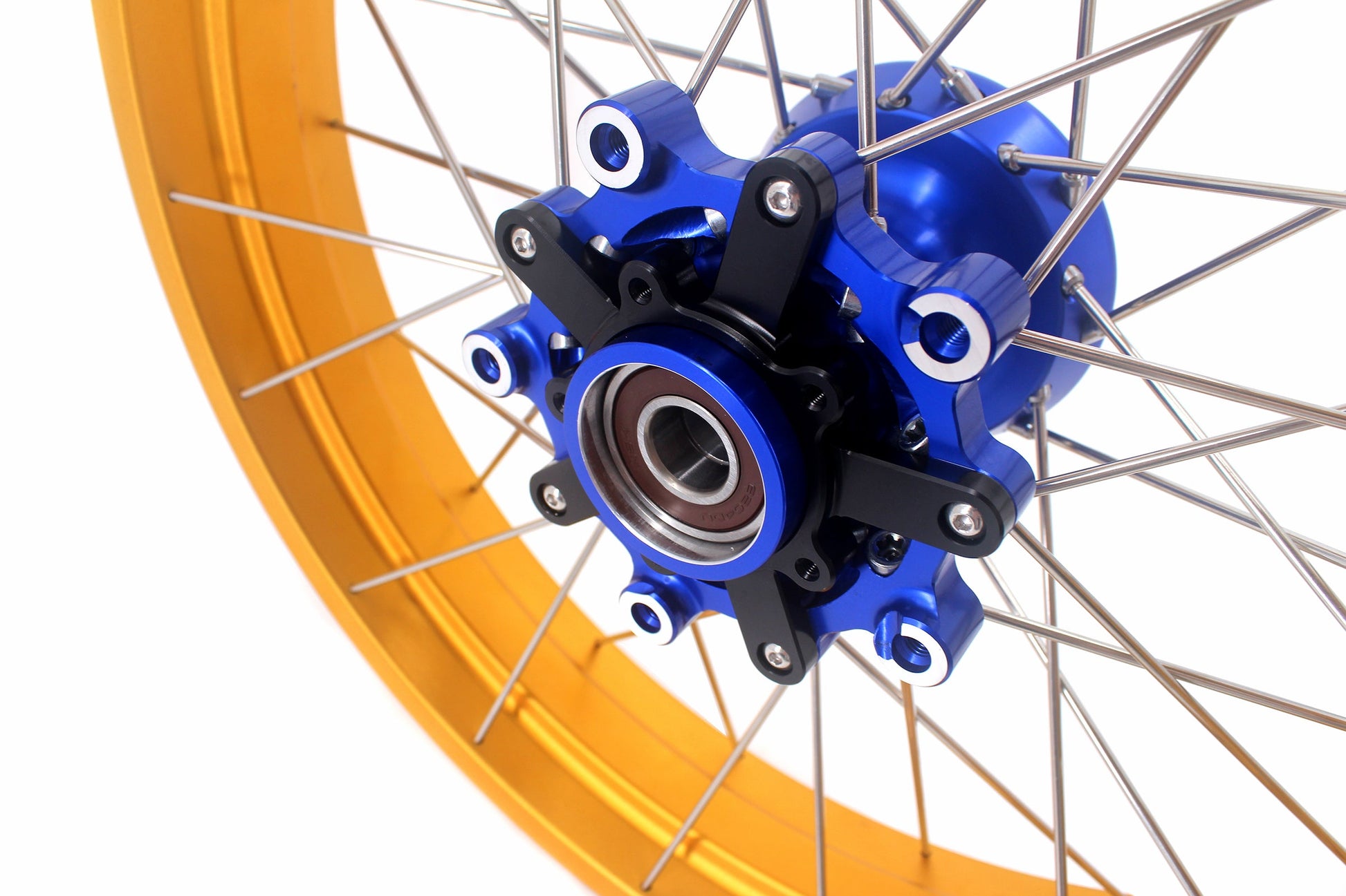 VMX 19inch 17inch CUSH Drive Spoked Tubeless Wheels Set For BMW G310GS 2016-2024 Blue Hub & Gold Rim - Howling Moto