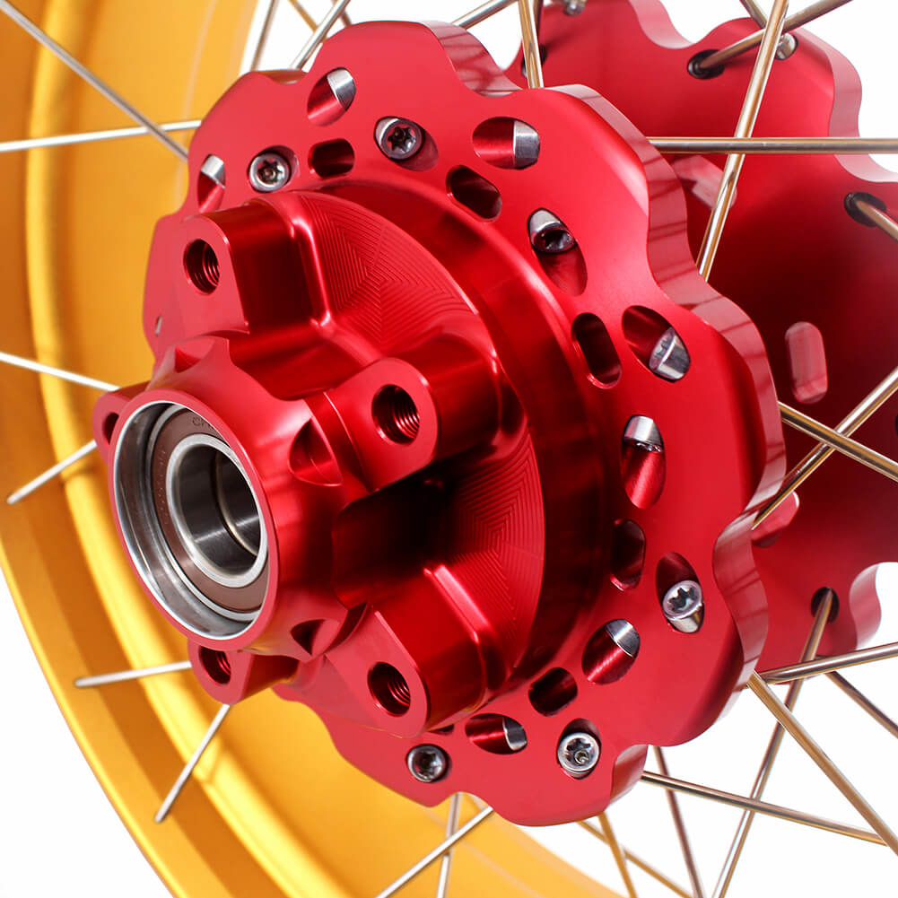 VMX-Racing 21/18 Tubeless Rims Fit Honda Africa Twin CRF1000L 2016-2020 Red Hub & Gold Rim - Howling Moto