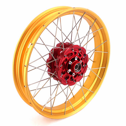 VMX-Racing 21/18 Tubeless Rims Fit Honda Africa Twin CRF1000L 2016-2020 Red Hub & Gold Rim - Howling Moto