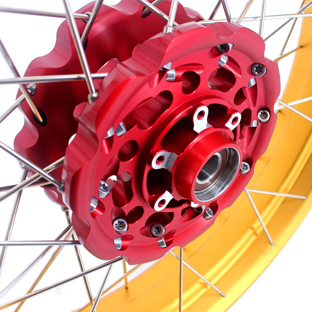 VMX-Racing 21/18 Tubeless Rims Fit Honda Africa Twin CRF1000L 2016-2020 Red Hub & Gold Rim - Howling Moto