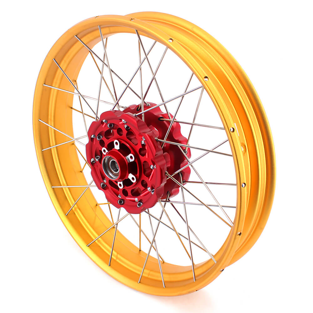 VMX-Racing 21/18 Tubeless Rims Fit Honda Africa Twin CRF1000L 2016-2020 Red Hub & Gold Rim - Howling Moto