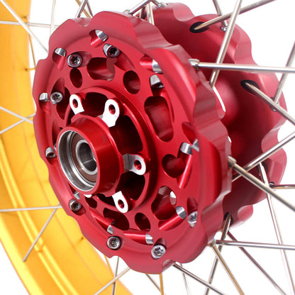 VMX-Racing 21/18 Tubeless Rims Fit Honda Africa Twin CRF1000L 2016-2020 Red Hub & Gold Rim - Howling Moto