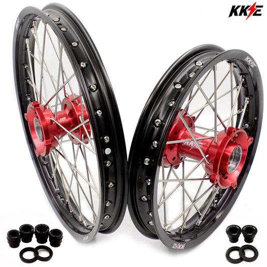 KKE 17"*1.4/14"*1.6 Spoked Small Kid's Wheels Set For KTM SX 85 2003-2020 Red Hub - Howling Moto