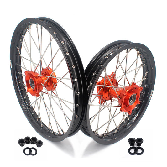 KKE 19" 16" Kid's Big Wheels GLM Rims For KTM SX 85 2021 2022 2023 2024 Orange Hub - Howling Moto