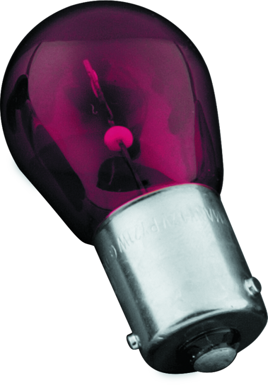 Kuryakyn 4812 red incandescent turn signal light bulb for powersports vehicles, showing the bulb with red glass and metal base.