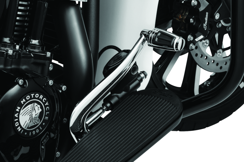 Kuryakyn Chrome Brake Pedal for Indian Motorcycles, part #5814, featuring a sleek chrome finish and durable construction.