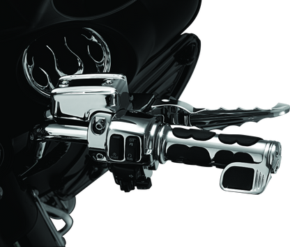 Kuryakyn Contoured ISO Throttle Boss in chrome for powersports motorcycles, designed for comfortable throttle control.