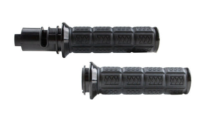 Kuryakyn Enygma grips throttle-by-wire black for powersports motorcycles with sleek ergonomic design and textured surface.