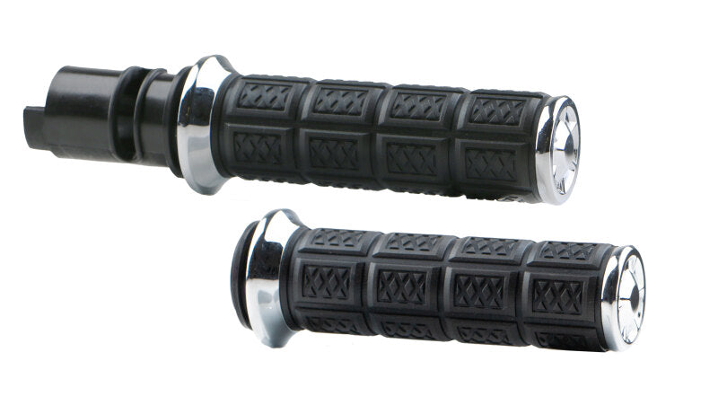 Kuryakyn Enygma Grips Throttle-By-Wire Chrome for motorcycles, featuring sleek chrome finish and ergonomic design.