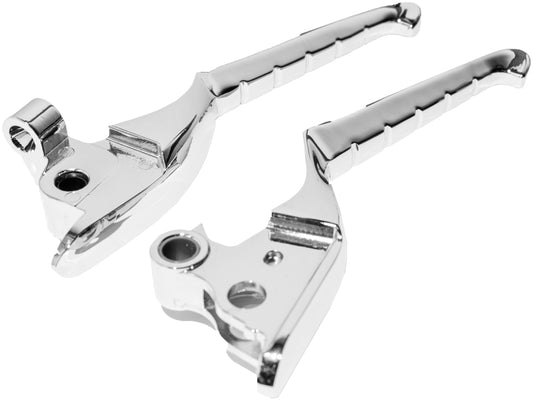 Chrome Kuryakyn Enygma levers for Harley-Davidson Touring models 2008-2013, featuring sleek design and ergonomic grip.