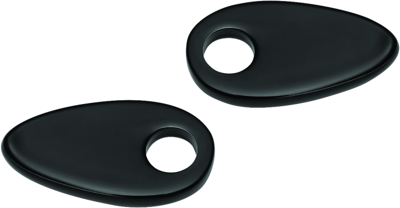 Kuryakyn Fender Strut Cover Plates for Harley-Davidson models, showing chrome finish and installation on motorcycle struts.