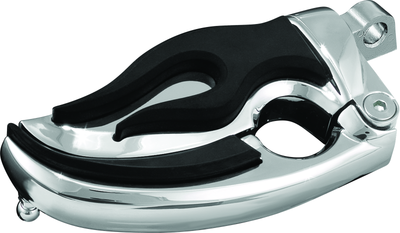 Chrome Kuryakyn Flamin Switchblade powersports footpeg with male mount adapter, designed for motorcycle foot controls.