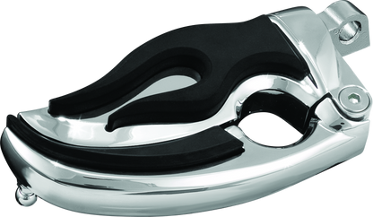 Chrome Kuryakyn Flamin Switchblade powersports footpeg with male mount adapter, designed for motorcycle foot controls.