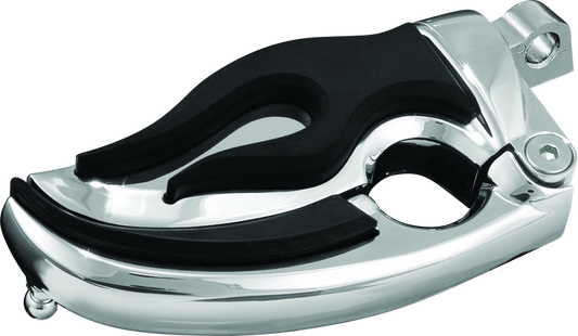Chrome Kuryakyn Flamin Switchblade powersports footpeg with male mount adapter, designed for motorcycle foot controls.