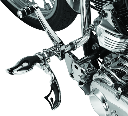 Kuryakyn Flamin Switchblade chrome powersports footpeg with male mount adapter for motorcycle or powersports vehicle.