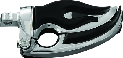 Chrome Kuryakyn Flamin Switchblade Powersports footpeg with male mount adapter, designed for motorcycle footpeg replacement.