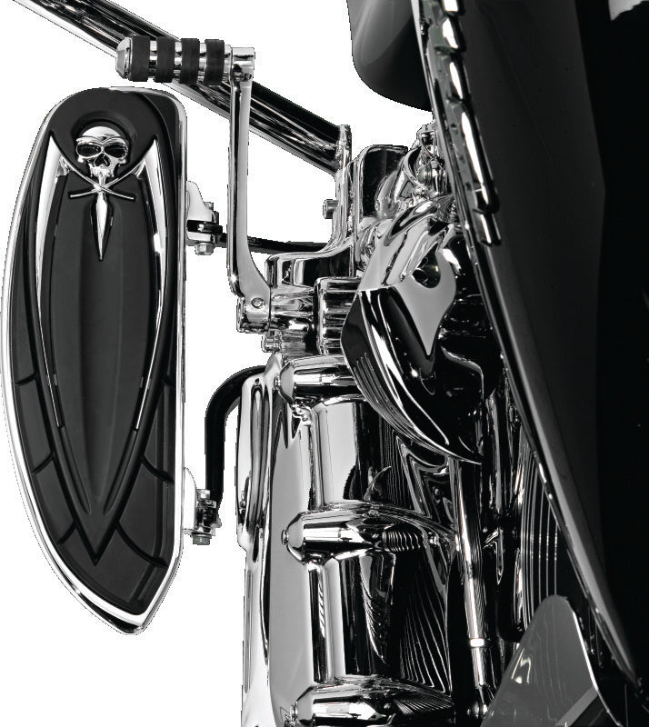 Chrome Kuryakyn Floorboard Relocator Brackets for 1997-2016 Harley-Davidson Touring bikes, with part number 4588.