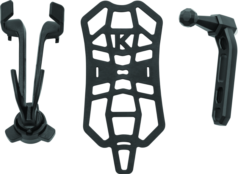 Kuryakyn Free-Flex device holder perch mount for powersports vehicles, showing the adjustable mount with device secured.