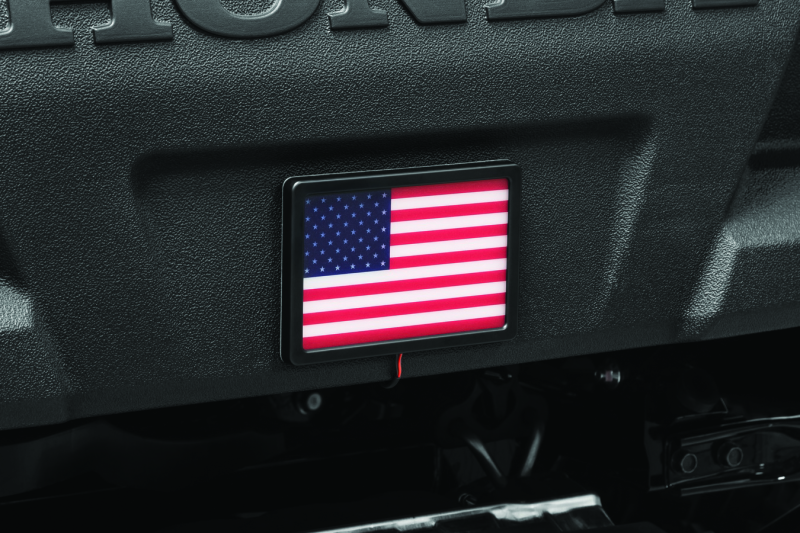 Kuryakyn Freedom Flag LED light in black for powersports vehicles, 4x6 inch flag with LED illumination on a vehicle mount