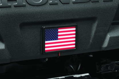 Kuryakyn Freedom Flag LED light in black for powersports vehicles, 4x6 inch flag with LED illumination on a vehicle mount