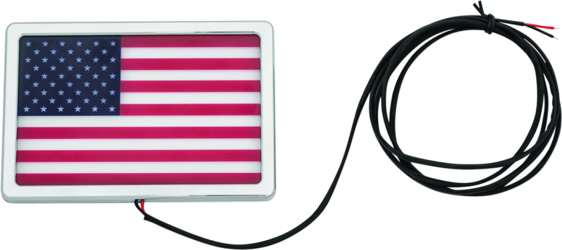 Kuryakyn Freedom Flag LED 4x6 inch chrome patriotism flag for powersports vehicles, featuring bright LED illumination.