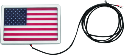 Kuryakyn Freedom Flag LED 4x6 inch chrome patriotism flag for powersports vehicles, featuring bright LED illumination.