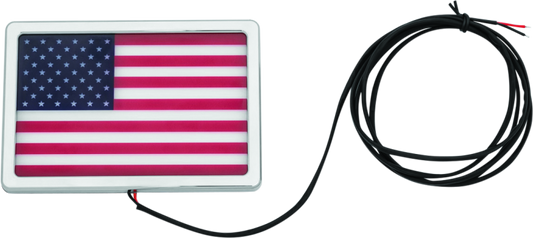 Kuryakyn Freedom Flag LED 4x6 inch chrome patriotism flag for powersports vehicles, featuring bright LED illumination.