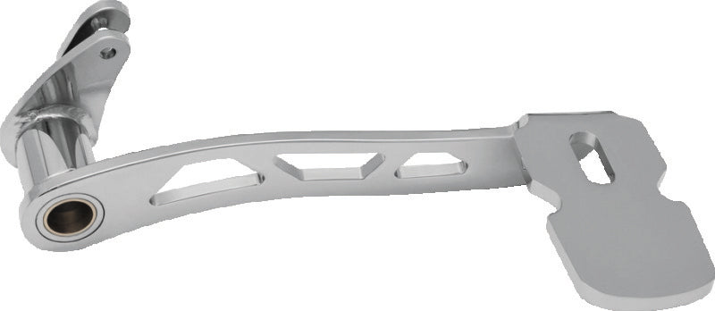Kuryakyn Girder extended chrome brake pedal for Harley Davidson 2014-2015 models without fairing lowers, featuring a sleek, low profile design.